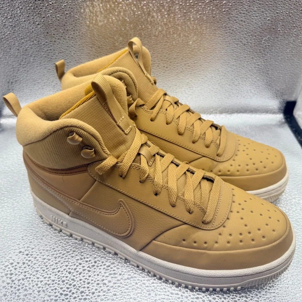 Size 9.5 Nike Court Vision Mid Winter Mens Wheat Gold Good DR7882-700 Sneakers